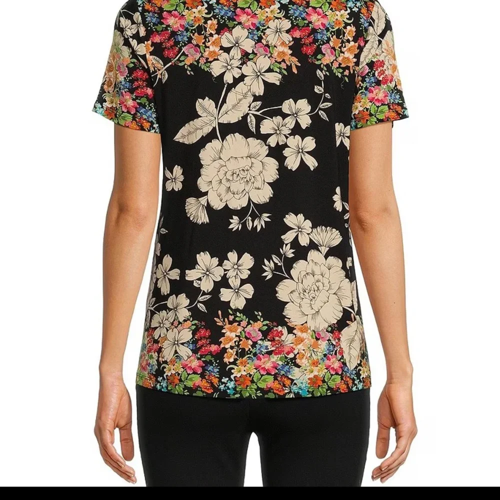 Johnny Was Redland Favorite Bamboo Stretch Knit Floral Print V-Neck Teeshirt XXL - Picture 10 of 12